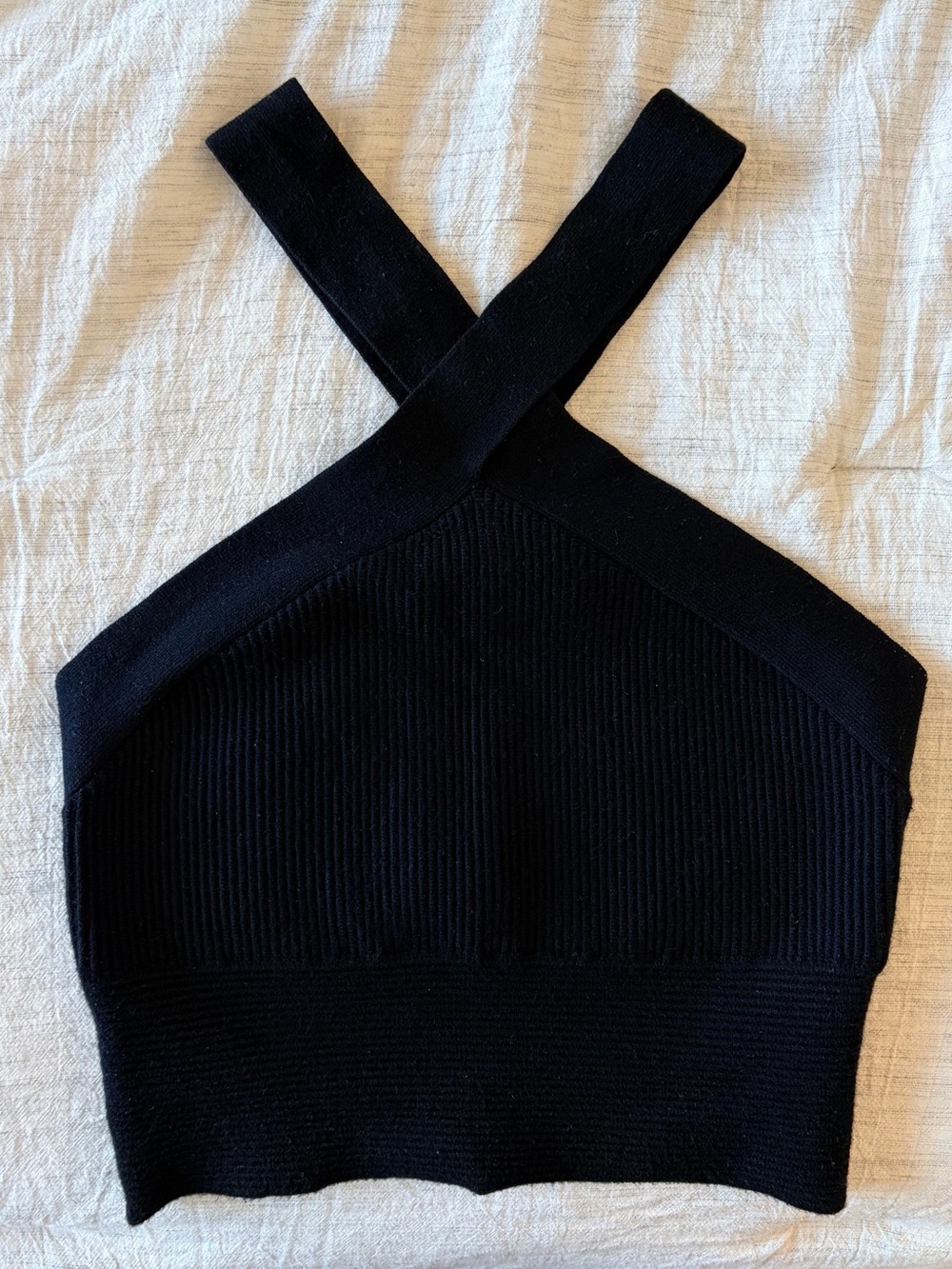 Abercrombie & Fitch Black Ribbed Crossed Crop Top